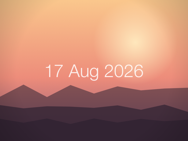 Minimal theme date stamp example on a sunset mountain photo