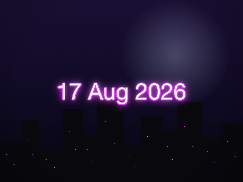 Neon Tokyo theme date stamp example on a night mountain photo